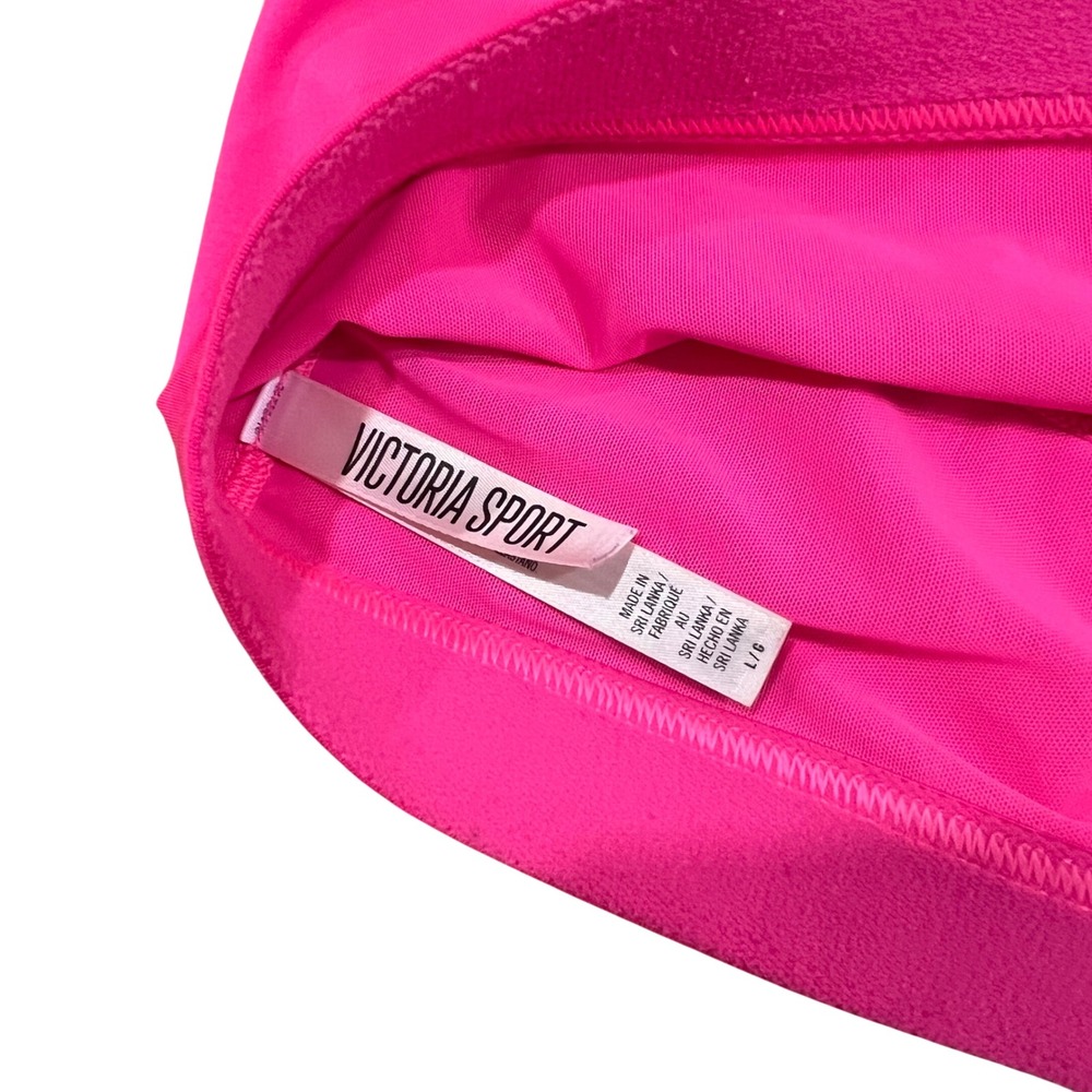 Victoria Sport Neon Pink Lattice Cutout Strappy Back Sports Bra Size Large - Picture 3 of 5
